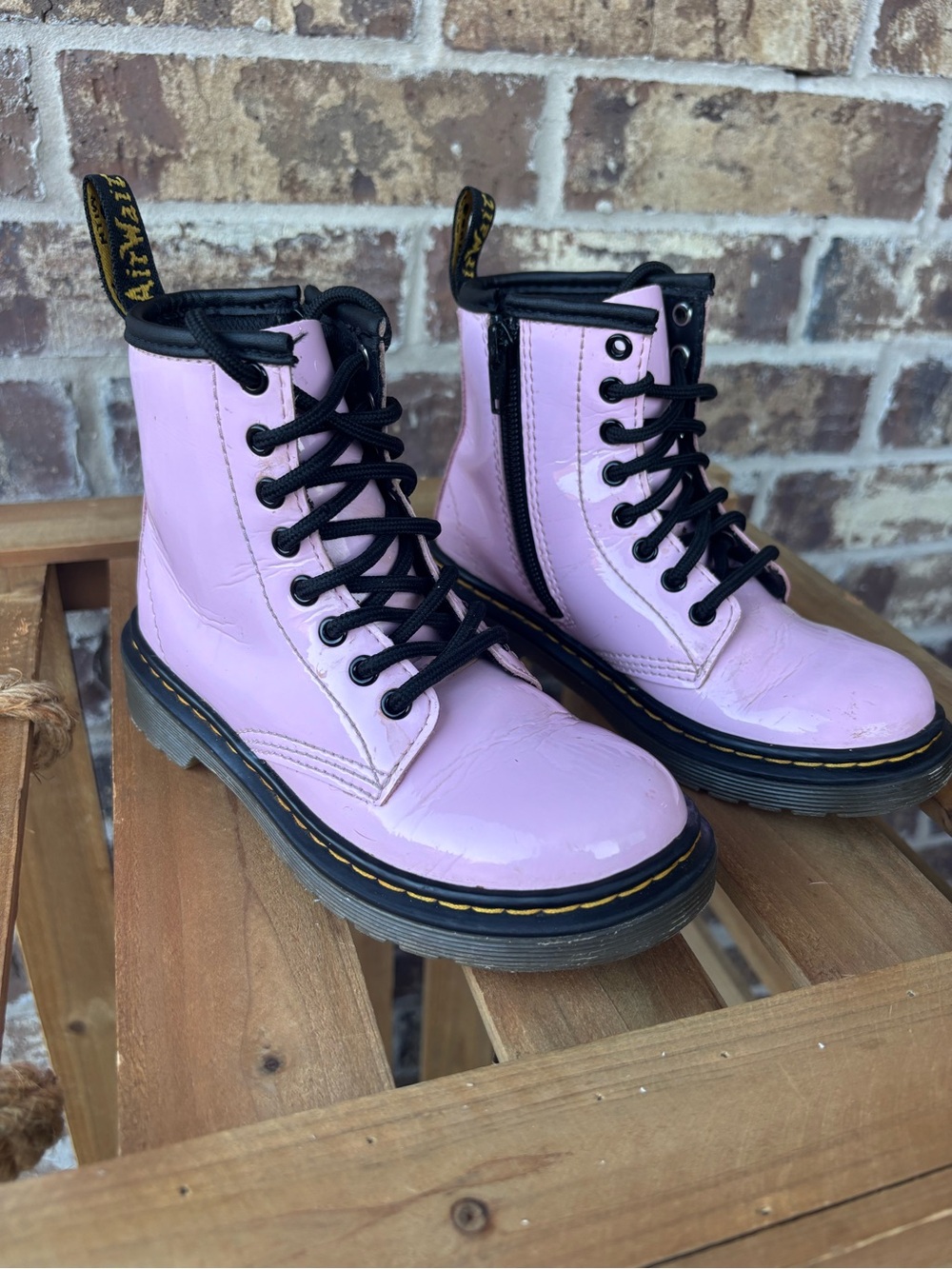 Dr. Martens 1460 J Pink Patent Leather Combat Boots Kids Sz 12